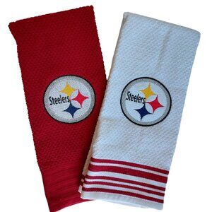 Pittsburgh STEELERS set of 2 Embroidered Tea towels hands towels 100% Cotton